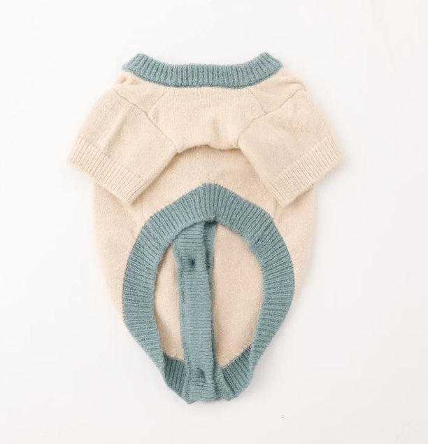 Bi-color Crewneck Cardigan