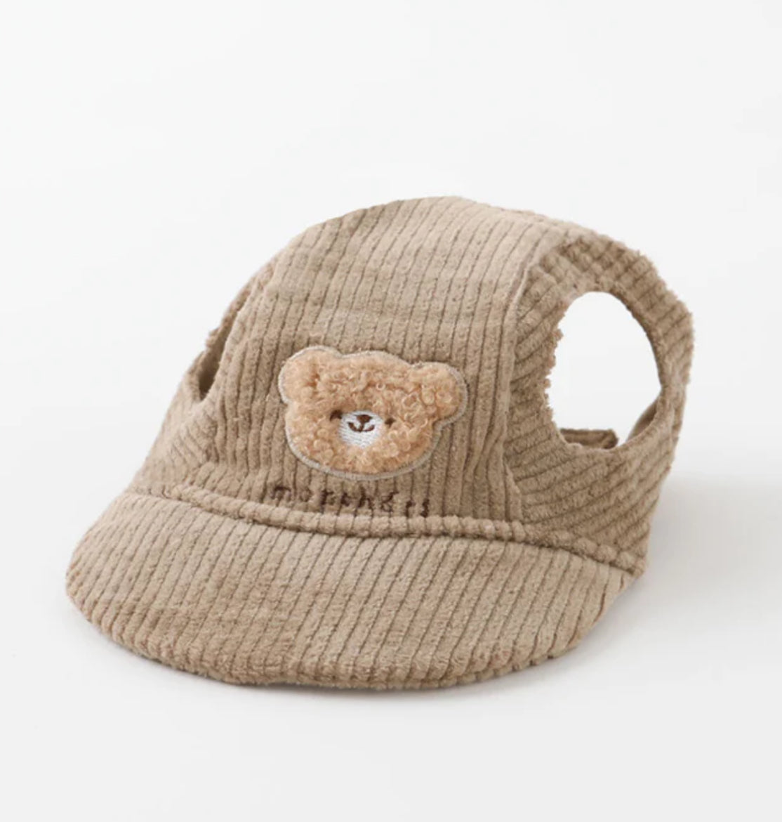 Bear Embroidered Corduroy Cap